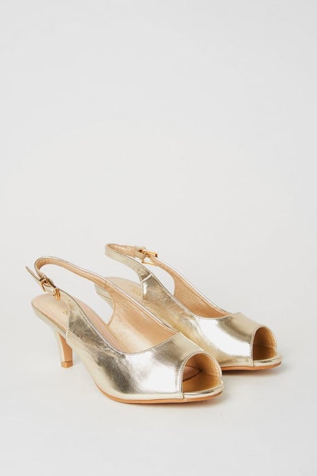 Good For The Sole: Wide Fit Evelyn Peep Toe Sling Back Heeled Sandals - Image 3