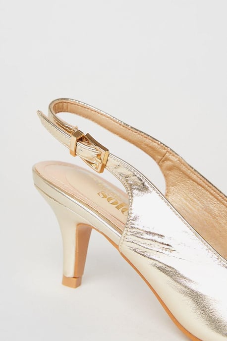 Good For The Sole: Wide Fit Evelyn Peep Toe Sling Back Heeled Sandals - Image 4
