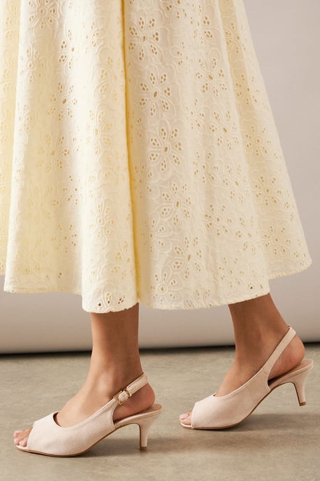 Good For The Sole: Wide Fit Evelyn Peep Toe Sling Back Heeled Sandals - Image 1