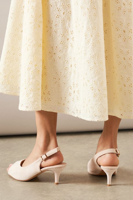Good For The Sole: Wide Fit Evelyn Peep Toe Sling Back Heeled Sandals - Image 3
