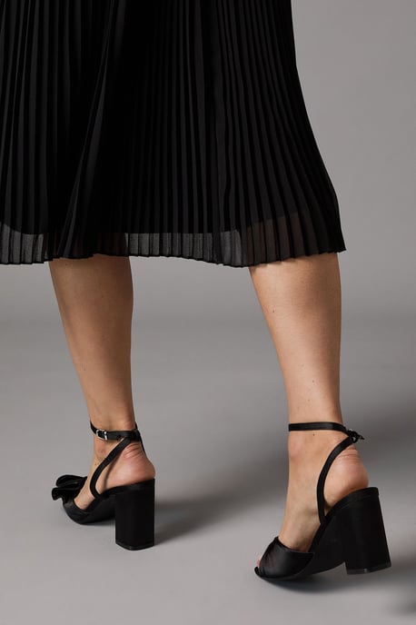 Tina Satin Soft Ruffle High Block Heel Sandals - Image 3