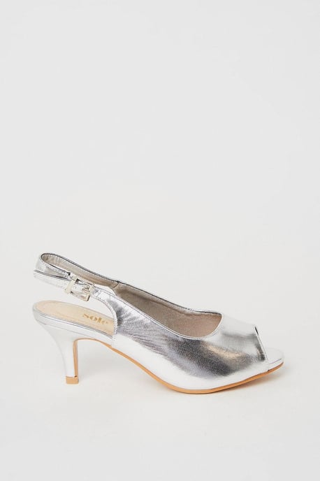 Good For The Sole: Wide Fit Evelyn Peep Toe Sling Back Heeled Sandals - Image 2