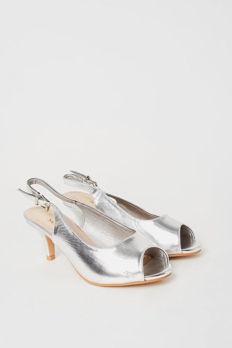 Good For The Sole: Wide Fit Evelyn Peep Toe Sling Back Heeled Sandals - Image 3
