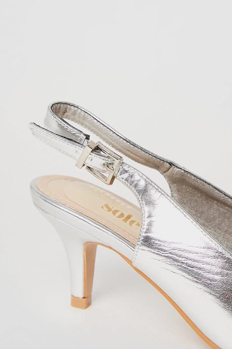 Good For The Sole: Wide Fit Evelyn Peep Toe Sling Back Heeled Sandals - Image 4