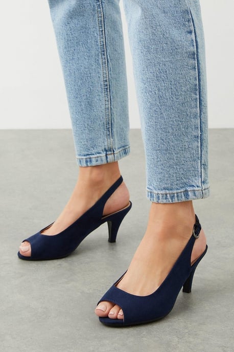 Good For The Sole: Wide Fit Evelyn Peep Toe Sling Back Heeled Sandals - Image 1