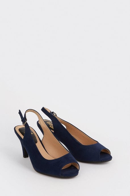 Good For The Sole: Wide Fit Evelyn Peep Toe Sling Back Heeled Sandals - Image 3