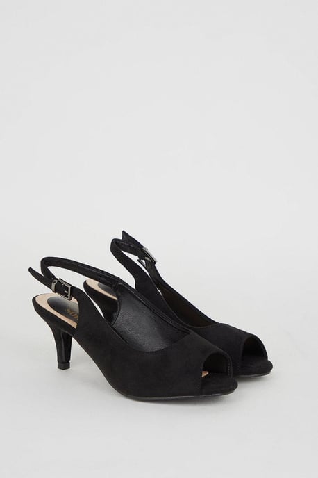 Good For The Sole: Wide Fit Evelyn Peep Toe Sling Back Heeled Sandals - Image 3
