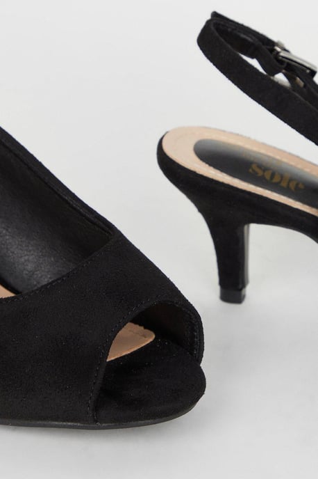 Good For The Sole: Wide Fit Evelyn Peep Toe Sling Back Heeled Sandals - Image 4