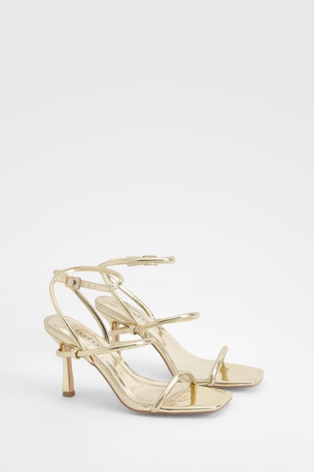 Metallic Padded Strappy High Heels - Image 1
