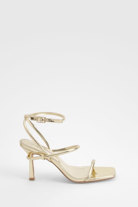 Metallic Padded Strappy High Heels - Image 2