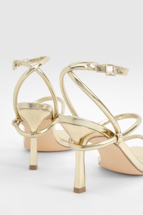 Metallic Padded Strappy High Heels - Image 3