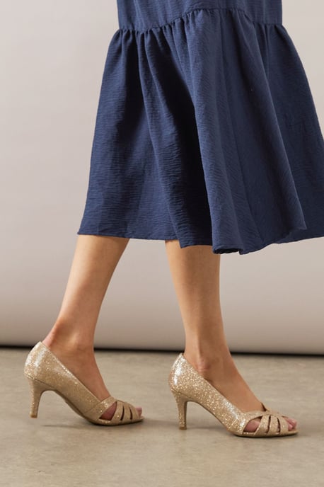 Good For The Sole: Wide Fit Honies Peep Toe Court Shoes - Image 3
