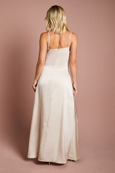 Teen Cowl Front Waterfall Skirt Bridesmaids Dress - Image 3