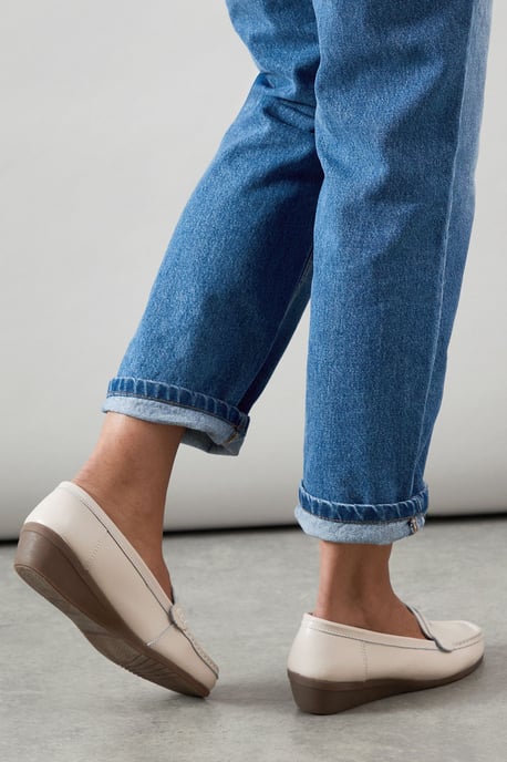 Good For The Sole: Wide Fit Niamh Leather Comfort Wedge Loafers - Image 3