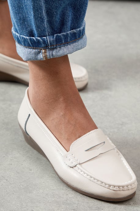 Good For The Sole: Wide Fit Niamh Leather Comfort Wedge Loafers - Image 4