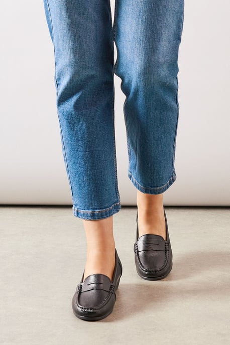 Good For The Sole: Wide Fit Niamh Leather Comfort Wedge Loafers - Image 2