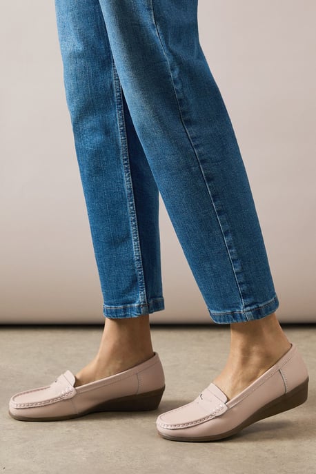 Good For The Sole: Wide Fit Niamh Leather Comfort Wedge Loafers - Image 2