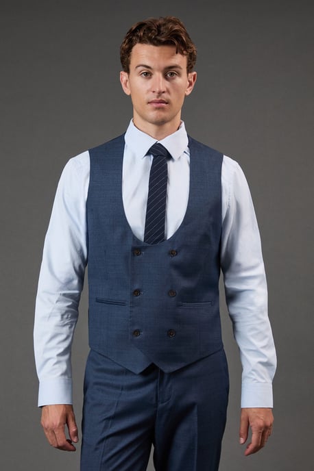 Dark Blue Brushed Waistcoat - Image 1