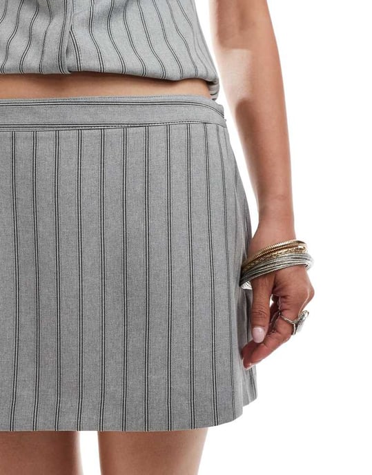 COLLUSION mini skirt co-ord in grey pinstripe - Image 3