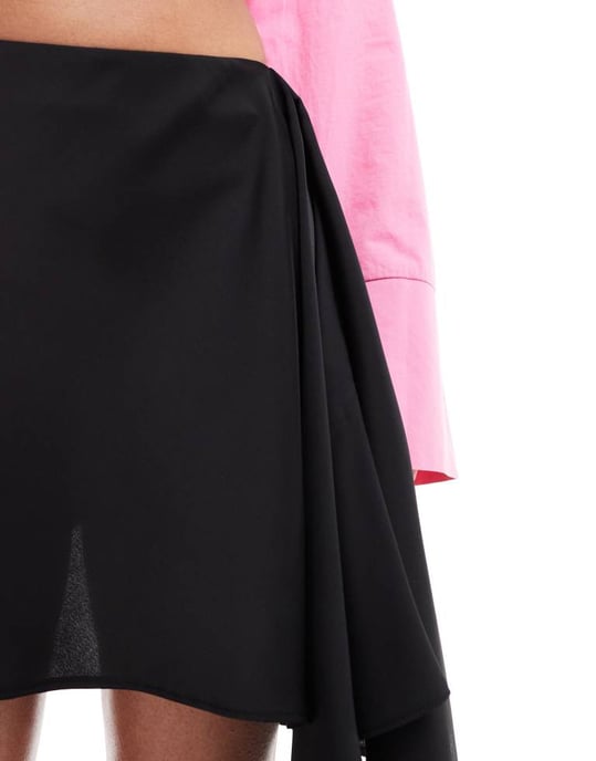 ASOS DESIGN mini waterfall skirt in black - Image 3