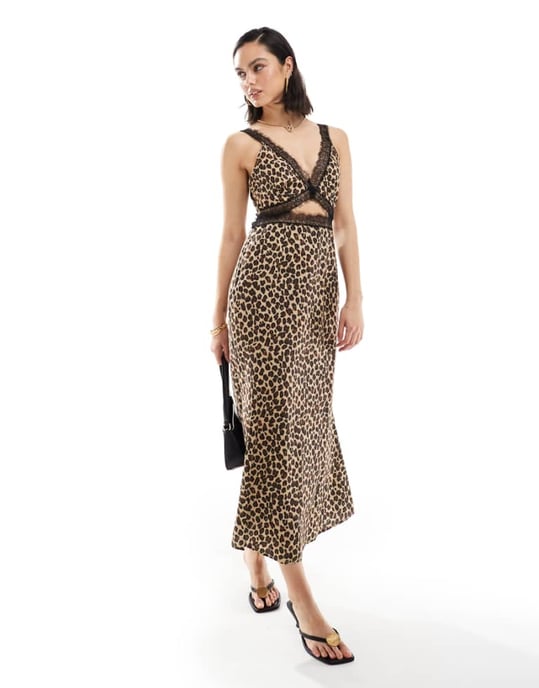 never fully dressed green leopard dress Mimi lace cut-out midaxi in print cute beach outfits