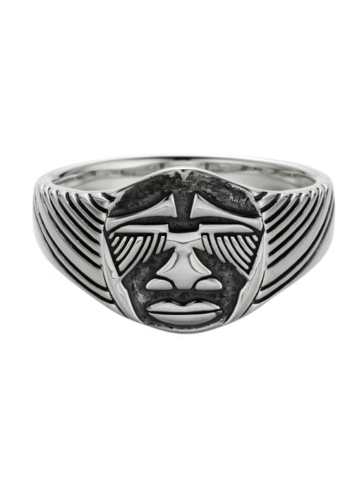 cai Ring 925/- Sterling silver oxidised mask Africa - Image 1