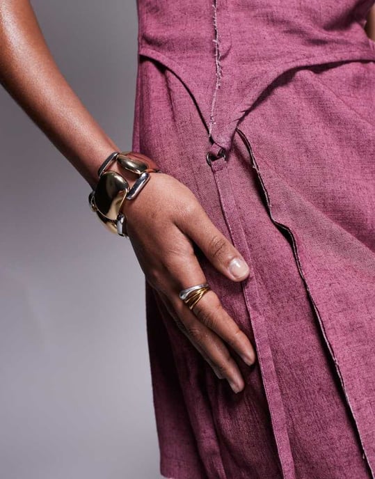 ASOS DESIGN exposed seaming bralet linen mini dress in burgundy - Image 3