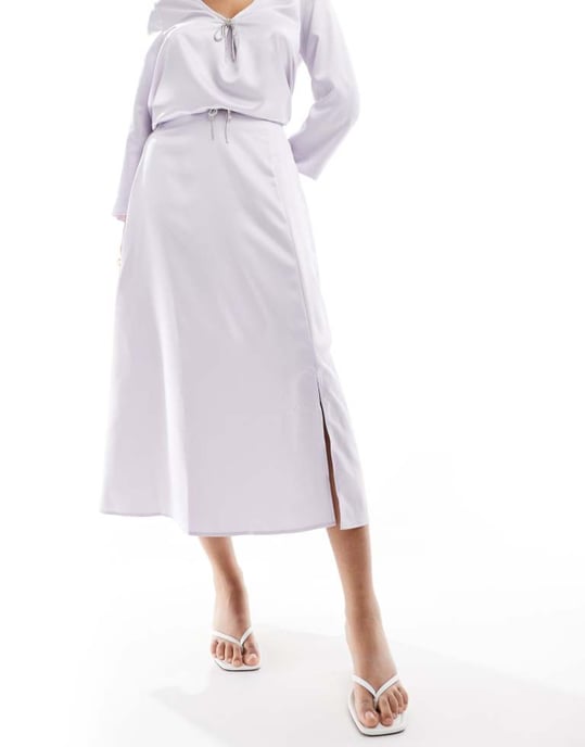 Vero Moda midi skirt with embellished bow in lavender blue - Image 3