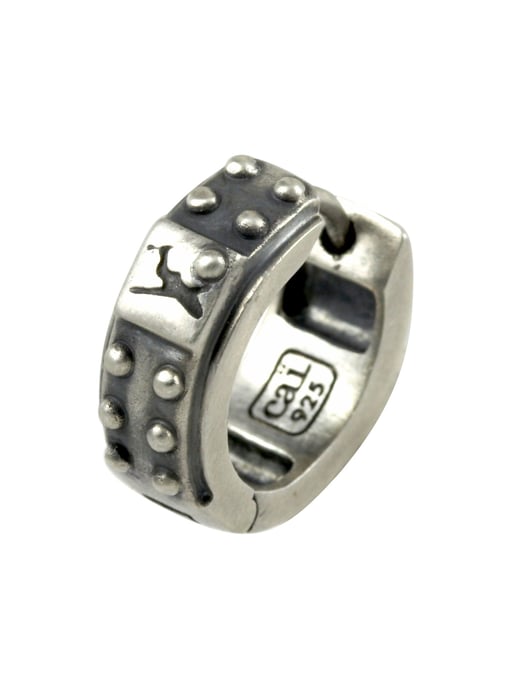 cai Single Creole 925 silver rhodium-plated matt oxidised - Image 1