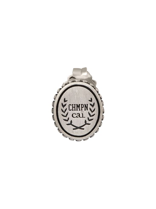 cai Single ear stud 925/sterling silver satinised oxodised Champion Crest - Image 2