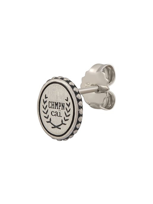 cai Single ear stud 925/sterling silver satinised oxodised Champion Crest - Image 3