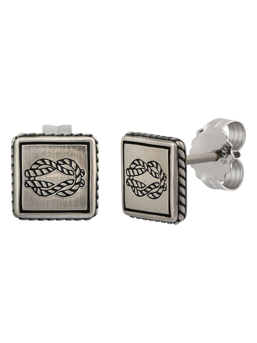 cai Single ear stud 925/sterling silver matt oxodised Sailor crest rope - Image 1