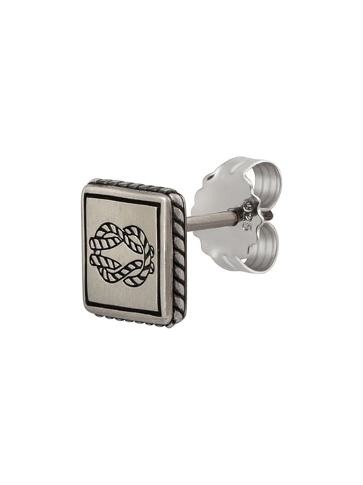 cai Single ear stud 925/sterling silver matt oxodised Sailor crest rope - Image 3