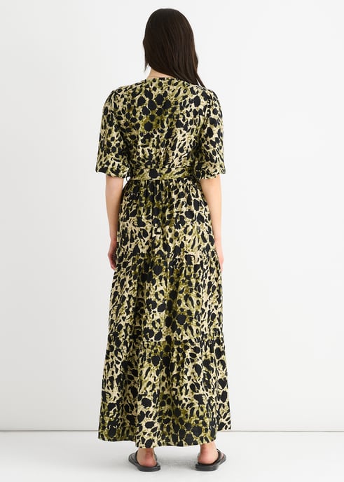 Green Animal Print Wrap Skater Maxi Dress - Image 4