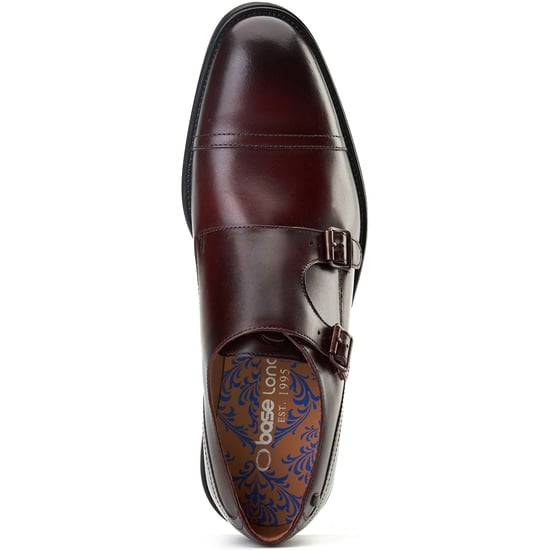 Base London Taper Lederen Mannen Bordo Dubbele Monk Schoenen - Image 4