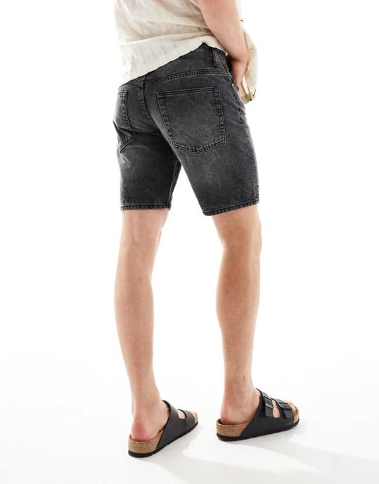 ONLY & SONS loose fit denim short in washed black - Image 3
