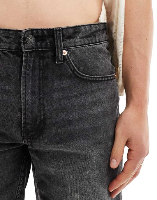 ONLY & SONS loose fit denim short in washed black - Image 4