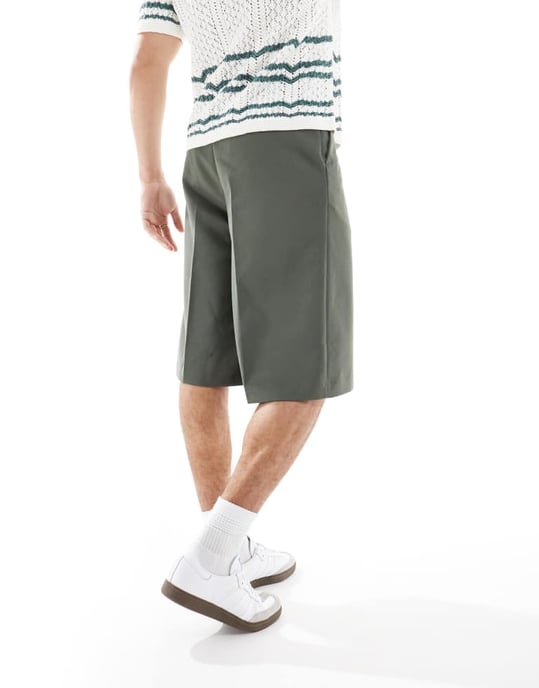 ASOS DESIGN smart wide leg shorts in green - Image 2