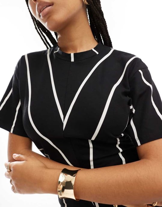 ASOS DESIGN ruched side jumpsuit with wide leg in stripe - Image 3