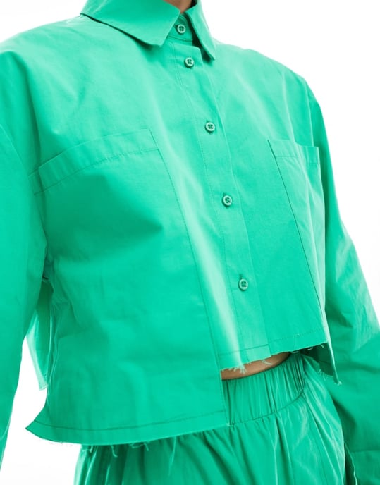 ASOS DESIGN drop pocket shirt in green - Image 2