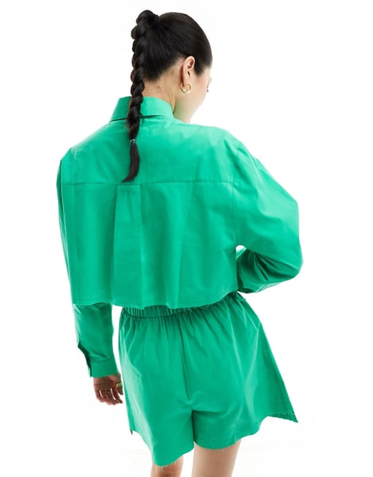 ASOS DESIGN drop pocket shirt in green - Image 3