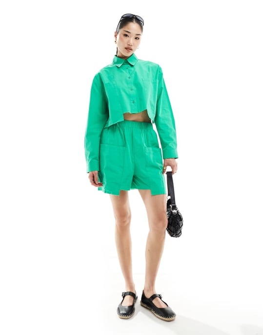ASOS DESIGN drop pocket shirt in green - Image 4