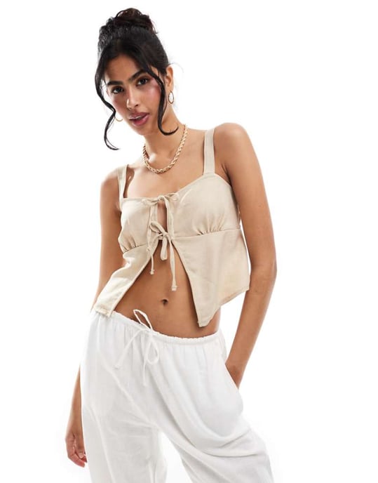 ONLY tie front top in stone - Image 1