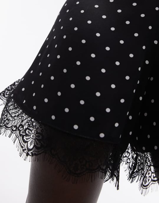 Topshop lace cami playsuit in spot print - Image 3