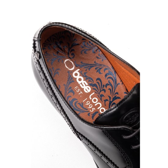 Base London Bell Leather Men's Black Brogues Shoes - Image 6