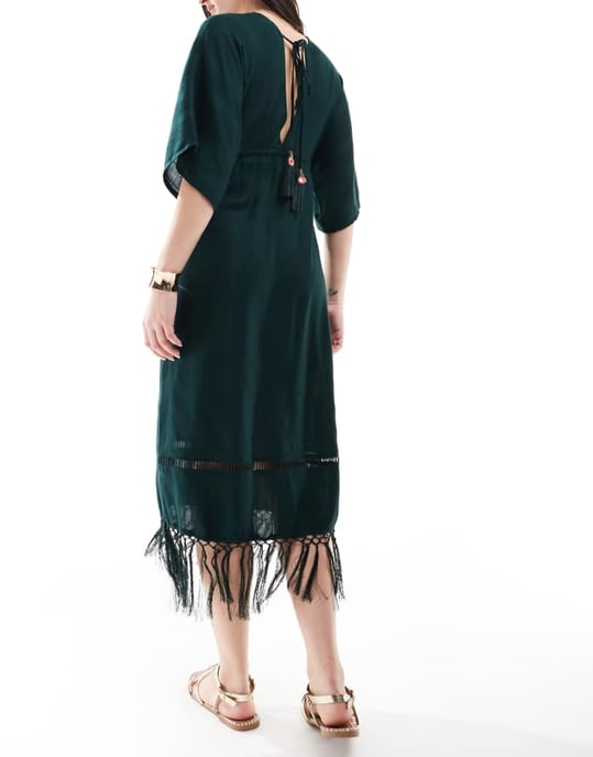 Accessorize maxi beach kaftan in green - Image 2