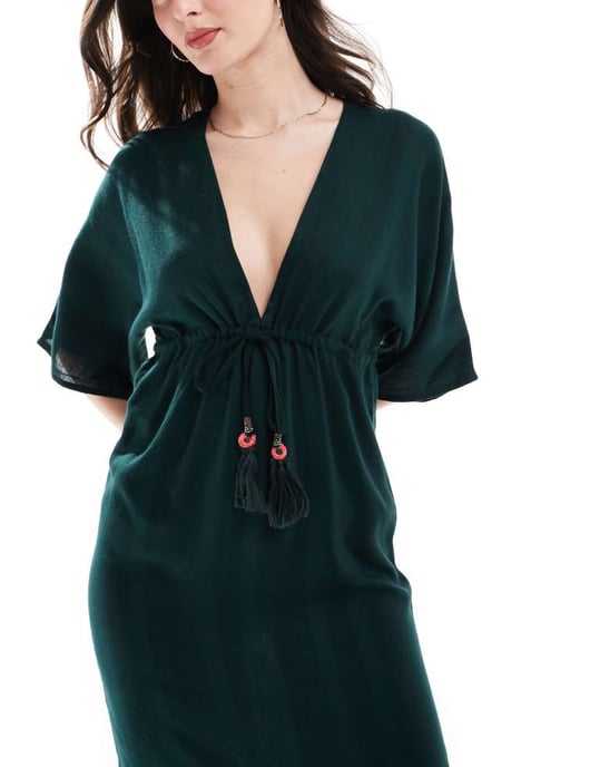 Accessorize maxi beach kaftan in green - Image 4