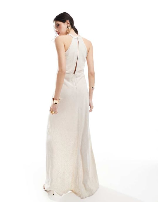 boho maxi dress xs Erika Peña LOLA BOHEMIAN HALTER MAXI DRESS DESERT / O/S