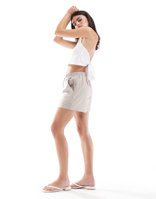 Miss Selfridge poplin sleeveless bow back shirt in white - Image 4