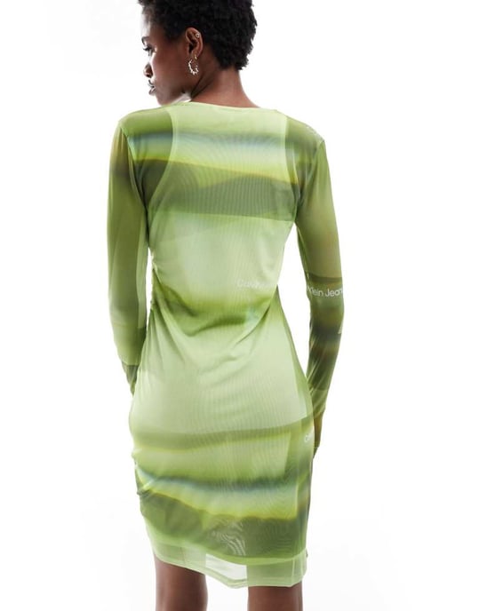 Calvin Klein Jeans illuminated mesh dress in green